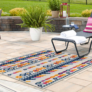 Gray 7' 10 x 7' 10 Aruba Outdoor Square Area Rug Weather Resistant for Patio, Deck, Terrace, Balcony, Porch for Sale at Rug Engine