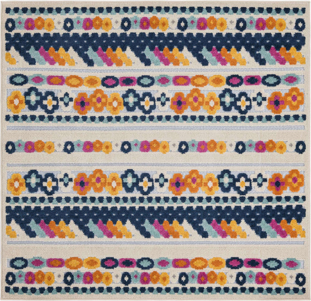 Gray 5' 3 x 5' 3 Aruba Outdoor Square Area Rug Weather Resistant for Patio, Deck, Terrace, Balcony, Porch for Sale at Rug Engine