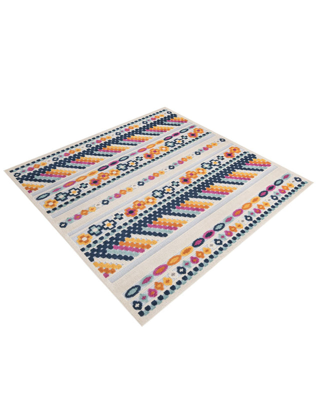 Gray 7' 10 x 7' 10 Aruba Outdoor Square Area Rug Weather Resistant for Patio, Deck, Terrace, Balcony, Porch for Sale at Rug Engine