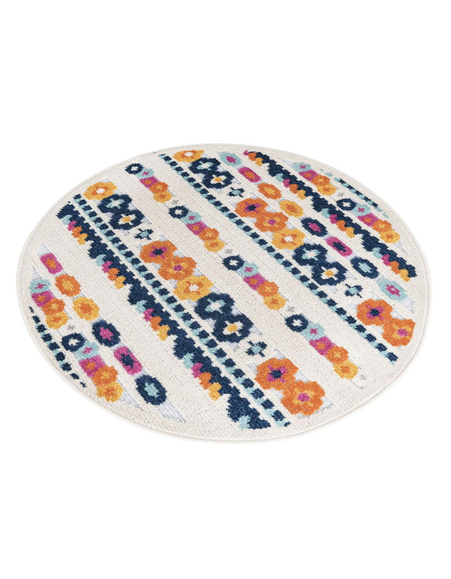 Gray 3' 3 x 3' 3 Aruba Outdoor Round Area Rug Weather Resistant for Patio, Deck, Terrace, Balcony, Porch for Sale at Rug Engine