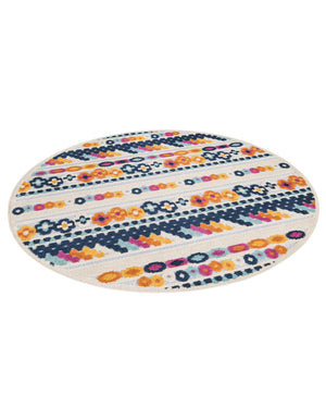 Gray 5' 3 x 5' 3 Aruba Outdoor Round Area Rug Weather Resistant for Patio, Deck, Terrace, Balcony, Porch for Sale at Rug Engine