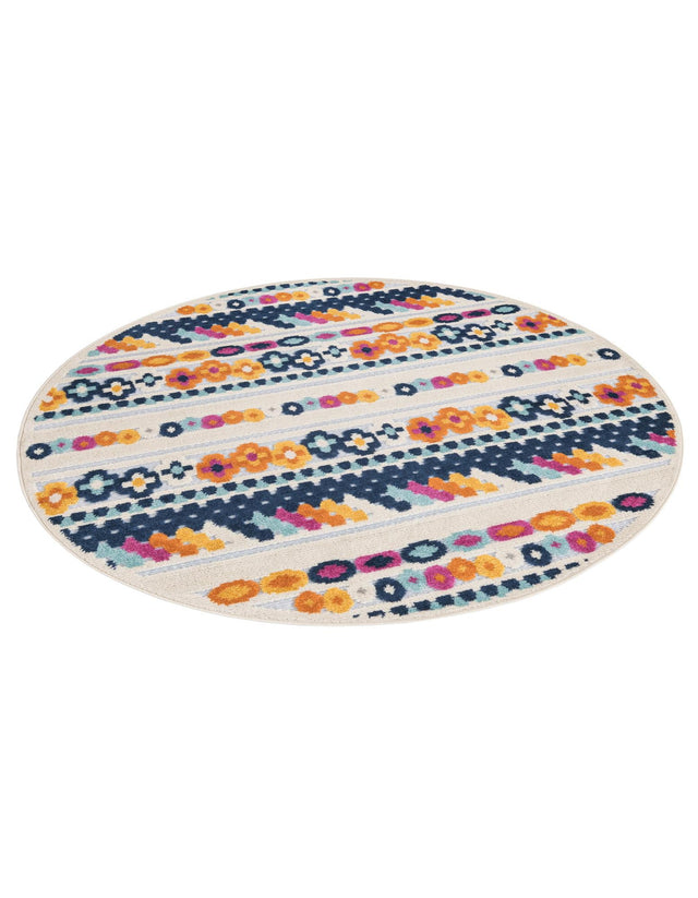 Gray 5' 3 x 5' 3 Aruba Outdoor Round Area Rug Weather Resistant for Patio, Deck, Terrace, Balcony, Porch for Sale at Rug Engine