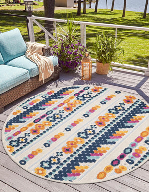 Gray 3' 3 x 3' 3 Aruba Outdoor Round Area Rug Weather Resistant for Patio, Deck, Terrace, Balcony, Porch for Sale at Rug Engine