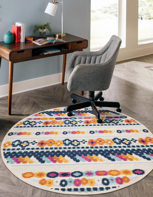Gray 3' 3 x 3' 3 Aruba Outdoor Round Area Rug Weather Resistant for Patio, Deck, Terrace, Balcony, Porch for Sale at Rug Engine