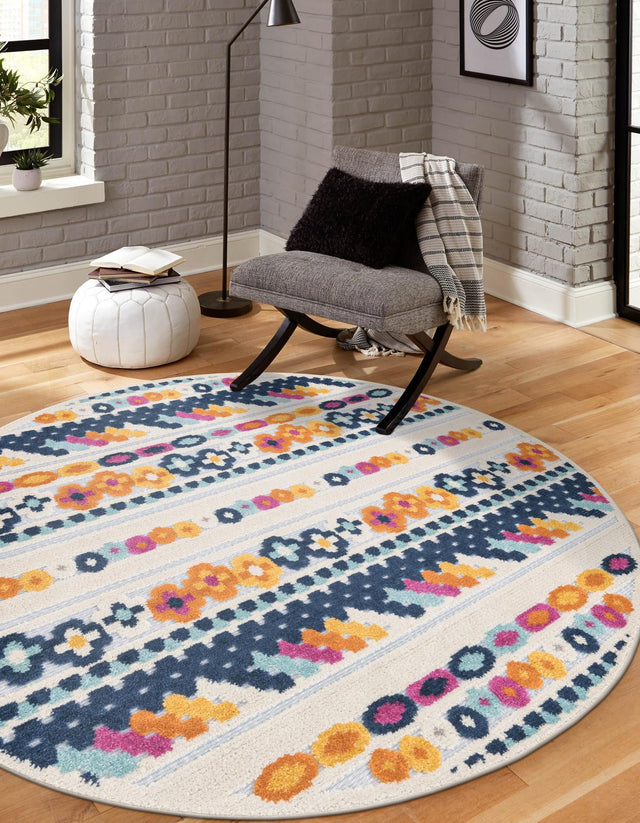 Gray 3' 3 x 3' 3 Aruba Outdoor Round Area Rug Weather Resistant for Patio, Deck, Terrace, Balcony, Porch for Sale at Rug Engine