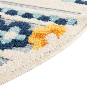 Gray 5' 3 x 5' 3 Aruba Outdoor Round Area Rug Weather Resistant for Patio, Deck, Terrace, Balcony, Porch for Sale at Rug Engine