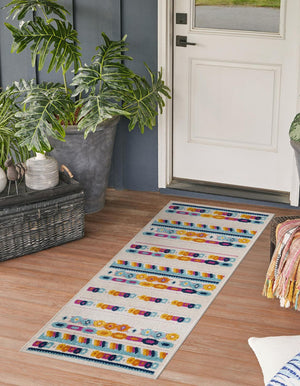 Gray 2' x 8' Aruba Outdoor Runner Area Rug Weather Resistant for Patio, Deck, Terrace, Balcony, Porch for Sale at Rug Engine