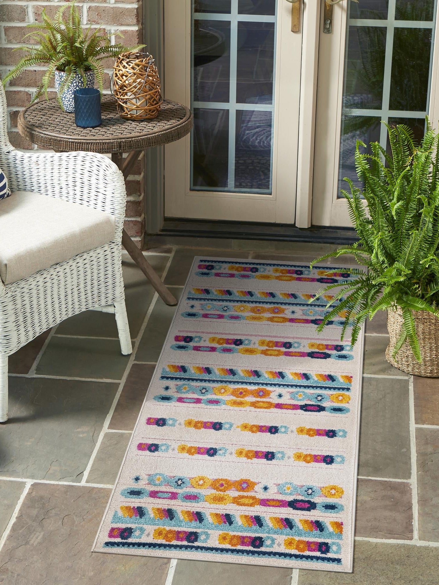Gray 2' x 8' Aruba Outdoor Runner Area Rug Weather Resistant for Patio, Deck, Terrace, Balcony, Porch for Sale at Rug Engine