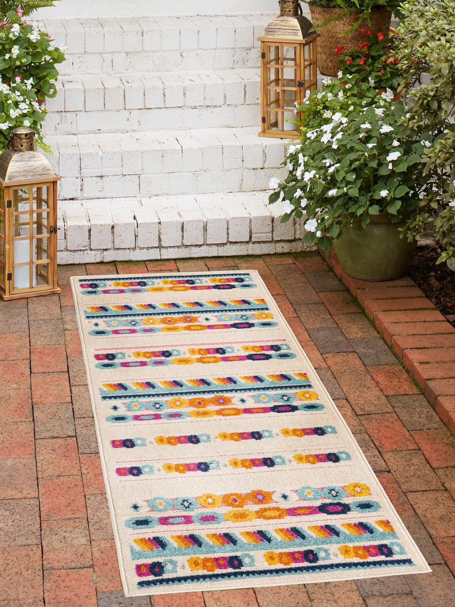 Gray 2' x 10' Aruba Outdoor Runner Area Rug Weather Resistant for Patio, Deck, Terrace, Balcony, Porch for Sale at Rug Engine