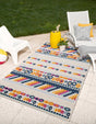 Blue 4' x 6' Aruba Outdoor Rectangle Area Rug Weather Resistant for Patio, Deck, Terrace, Balcony, Porch for Sale at Rug Engine