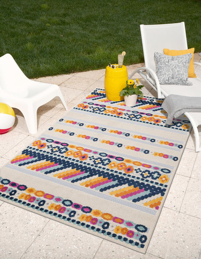Blue 7' 10 x 10' Aruba Outdoor Rectangle Area Rug Weather Resistant for Patio, Deck, Terrace, Balcony, Porch for Sale at Rug Engine