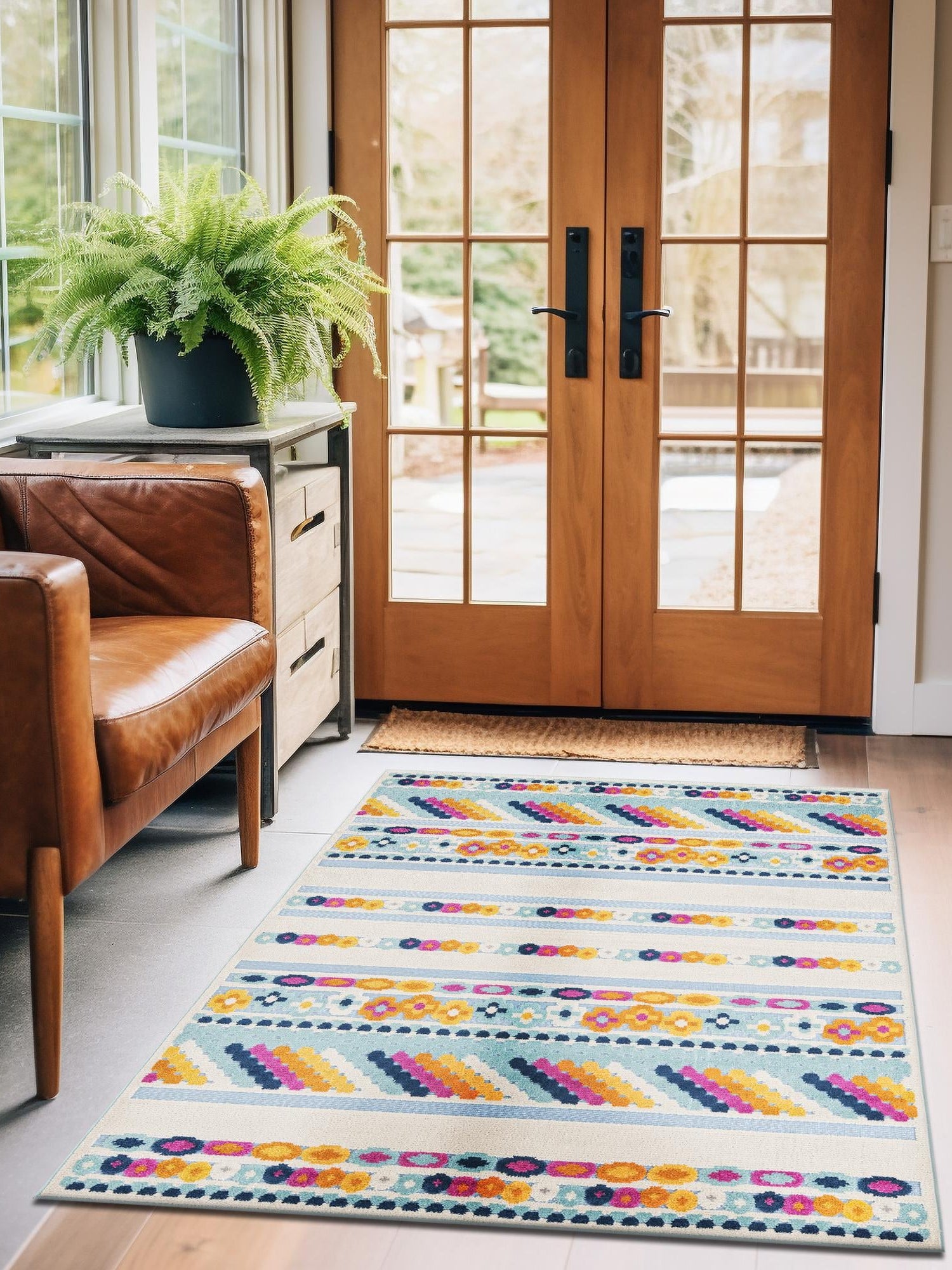 Blue 5' 3 x 8' Aruba Outdoor Rectangle Area Rug Weather Resistant for Patio, Deck, Terrace, Balcony, Porch for Sale at Rug Engine