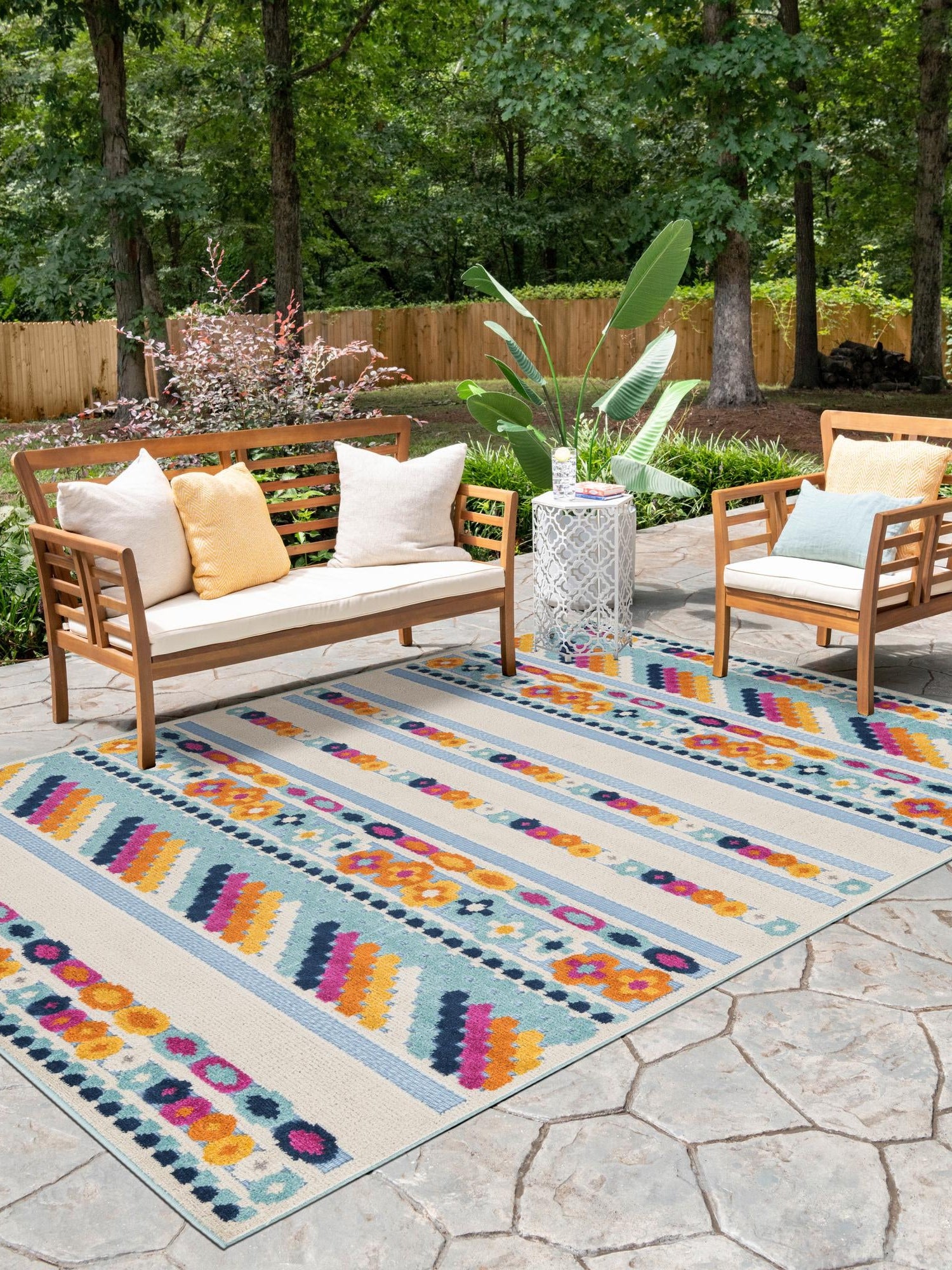 Blue 5' 3 x 8' Aruba Outdoor Rectangle Area Rug Weather Resistant for Patio, Deck, Terrace, Balcony, Porch for Sale at Rug Engine