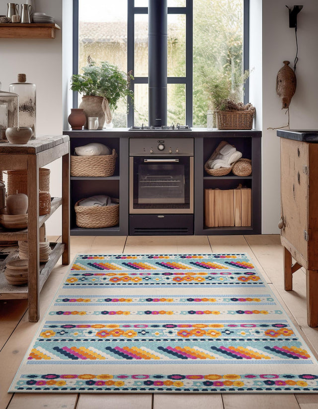 Blue 9' x 12' Aruba Outdoor Rectangle Area Rug Weather Resistant for Patio, Deck, Terrace, Balcony, Porch for Sale at Rug Engine