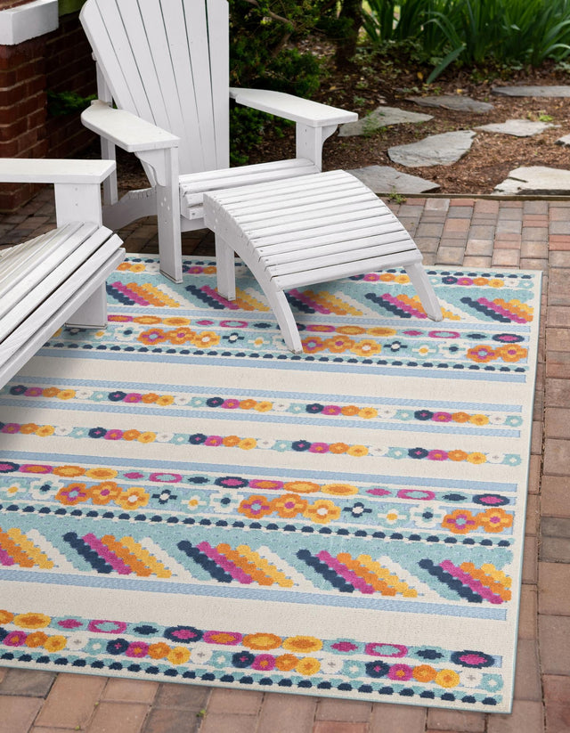 Blue 9' x 12' Aruba Outdoor Rectangle Area Rug Weather Resistant for Patio, Deck, Terrace, Balcony, Porch for Sale at Rug Engine