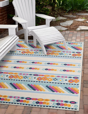 Blue 7' 10 x 10' Aruba Outdoor Rectangle Area Rug Weather Resistant for Patio, Deck, Terrace, Balcony, Porch for Sale at Rug Engine