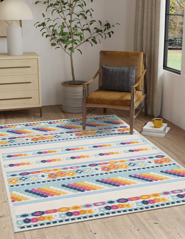 Blue 6' x 9' Aruba Outdoor Rectangle Area Rug Weather Resistant for Patio, Deck, Terrace, Balcony, Porch for Sale at Rug Engine