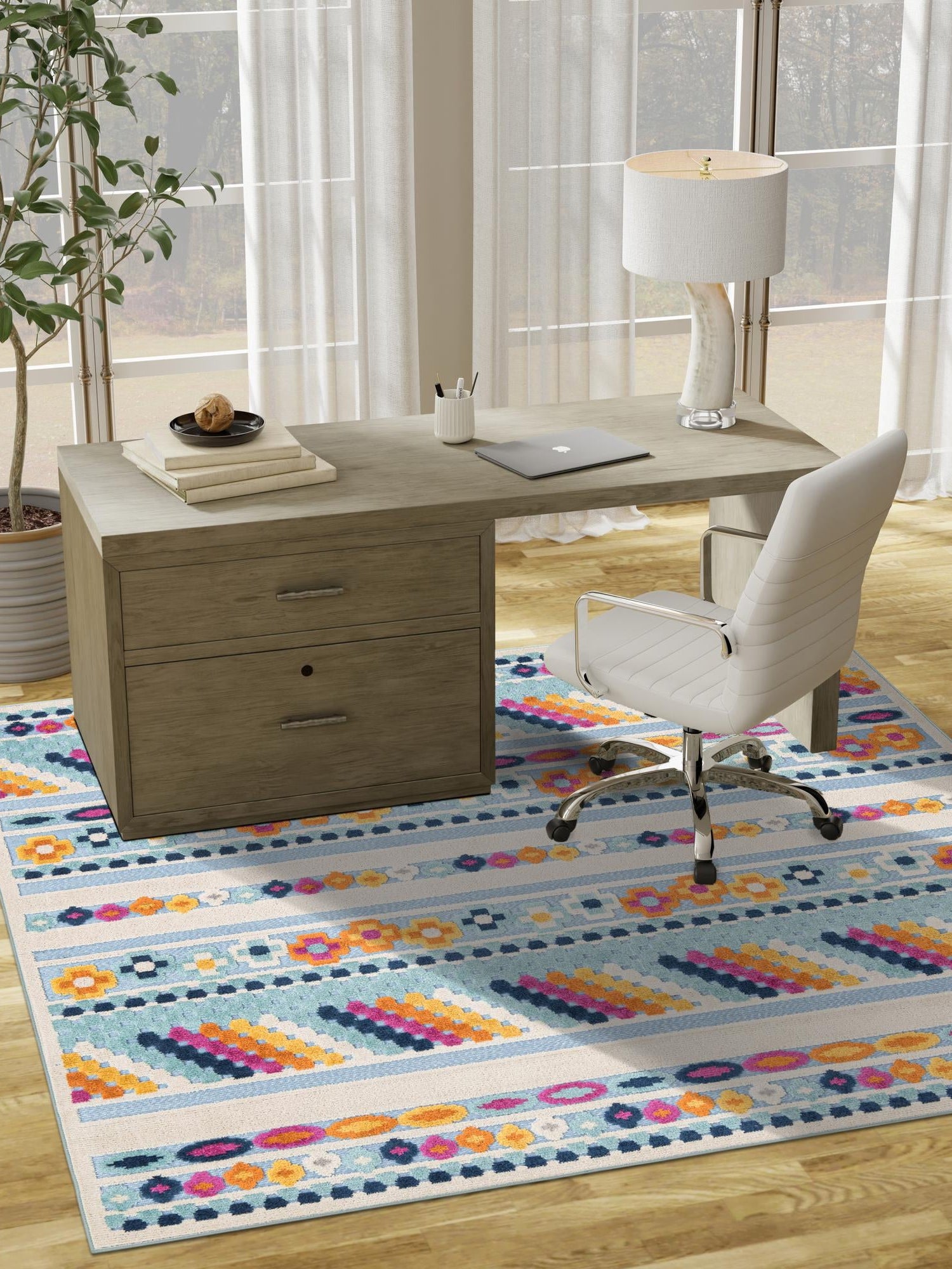 Blue 7' 10 x 7' 10 Aruba Outdoor Square Area Rug Weather Resistant for Patio, Deck, Terrace, Balcony, Porch for Sale at Rug Engine