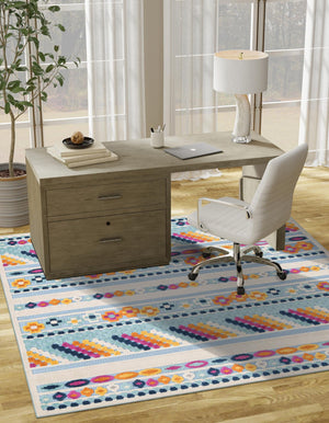 Blue 7' 10 x 7' 10 Aruba Outdoor Square Area Rug Weather Resistant for Patio, Deck, Terrace, Balcony, Porch for Sale at Rug Engine
