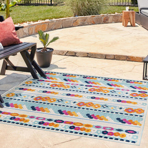 Blue 5' 3 x 5' 3 Aruba Outdoor Square Area Rug Weather Resistant for Patio, Deck, Terrace, Balcony, Porch for Sale at Rug Engine