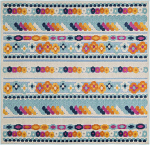 Blue 5' 3 x 5' 3 Aruba Outdoor Square Area Rug Weather Resistant for Patio, Deck, Terrace, Balcony, Porch for Sale at Rug Engine