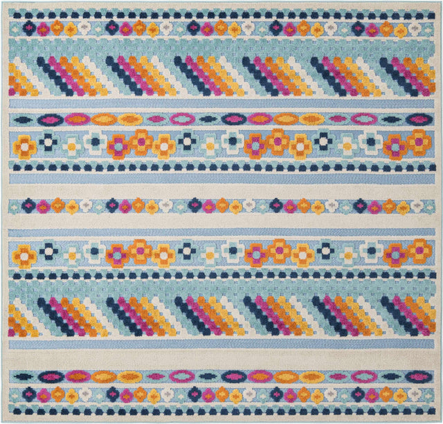 Blue 7' 10 x 7' 10 Aruba Outdoor Square Area Rug Weather Resistant for Patio, Deck, Terrace, Balcony, Porch for Sale at Rug Engine