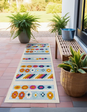 Blue 2' x 6' Aruba Outdoor Runner Area Rug Weather Resistant for Patio, Deck, Terrace, Balcony, Porch for Sale at Rug Engine