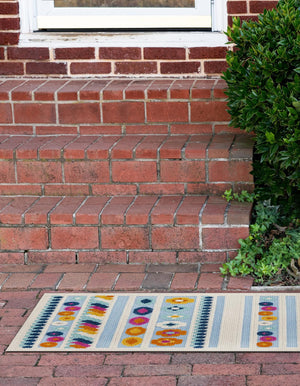 Blue 2' x 6' Aruba Outdoor Runner Area Rug Weather Resistant for Patio, Deck, Terrace, Balcony, Porch for Sale at Rug Engine