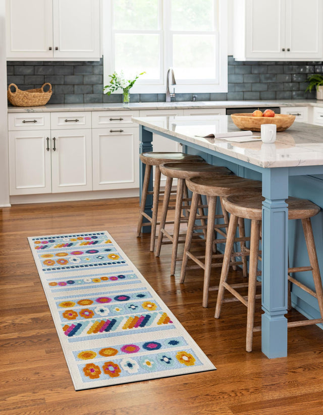 Blue 2' x 10' Aruba Outdoor Runner Rug