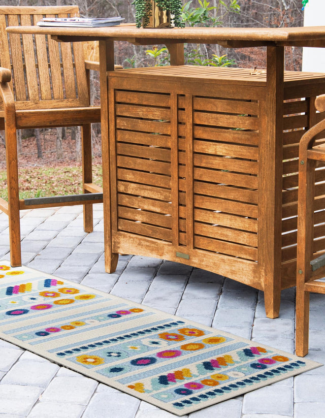 Blue 2' x 10' Aruba Outdoor Runner Rug