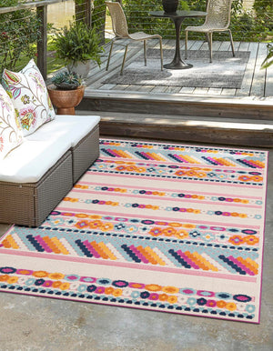 Pink 2' x 3' Aruba Outdoor Rectangle Area Rug Weather Resistant for Patio, Deck, Terrace, Balcony, Porch for Sale at Rug Engine