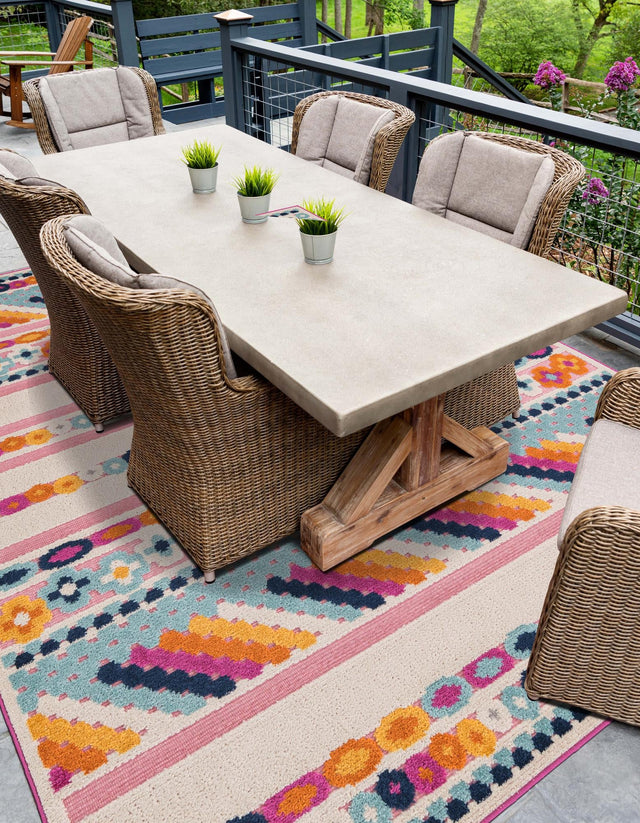 Pink 2' x 3' Aruba Outdoor Rectangle Area Rug Weather Resistant for Patio, Deck, Terrace, Balcony, Porch for Sale at Rug Engine
