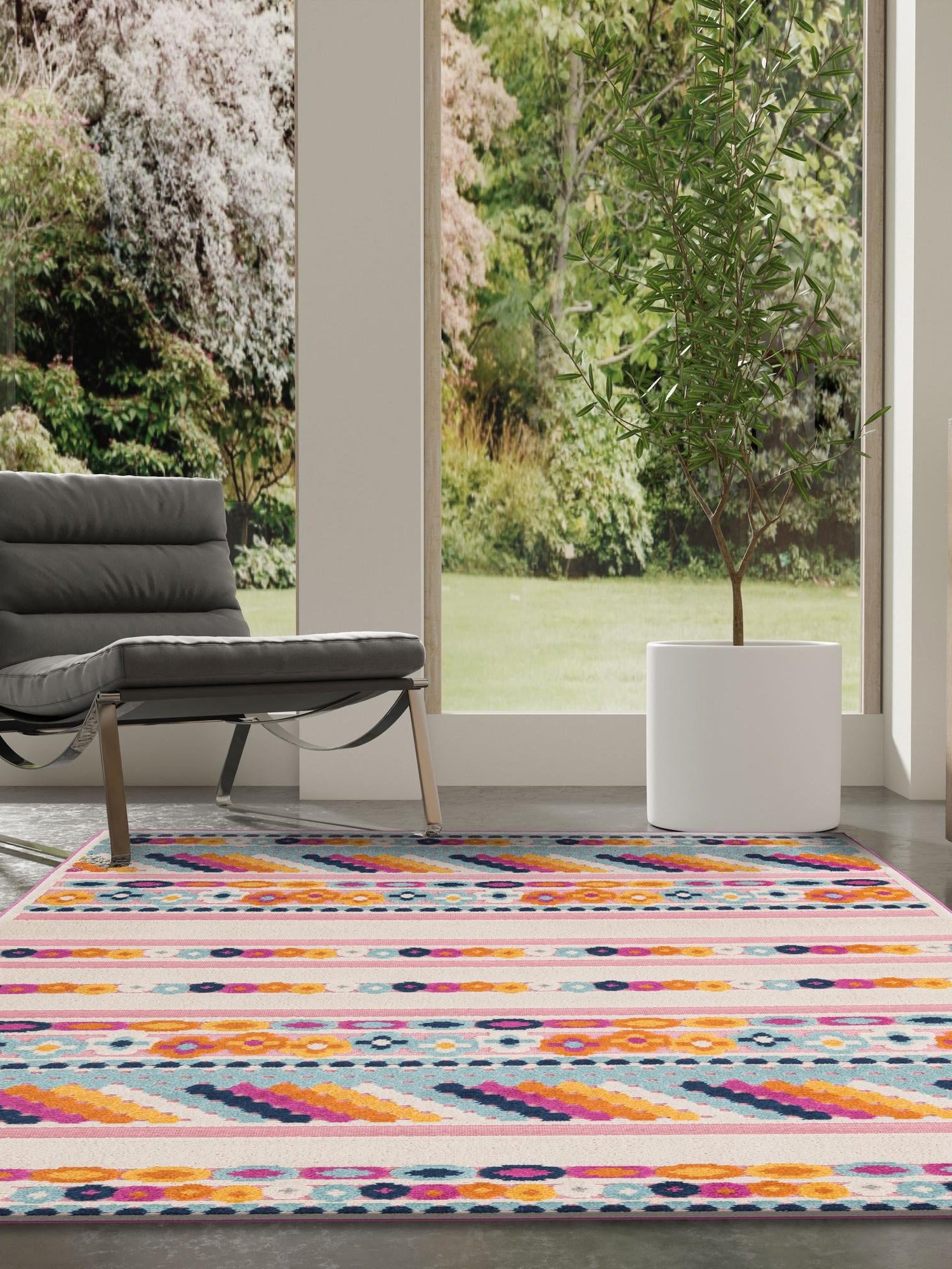 Pink 6' x 9' Aruba Outdoor Rectangle Area Rug Weather Resistant for Patio, Deck, Terrace, Balcony, Porch for Sale at Rug Engine