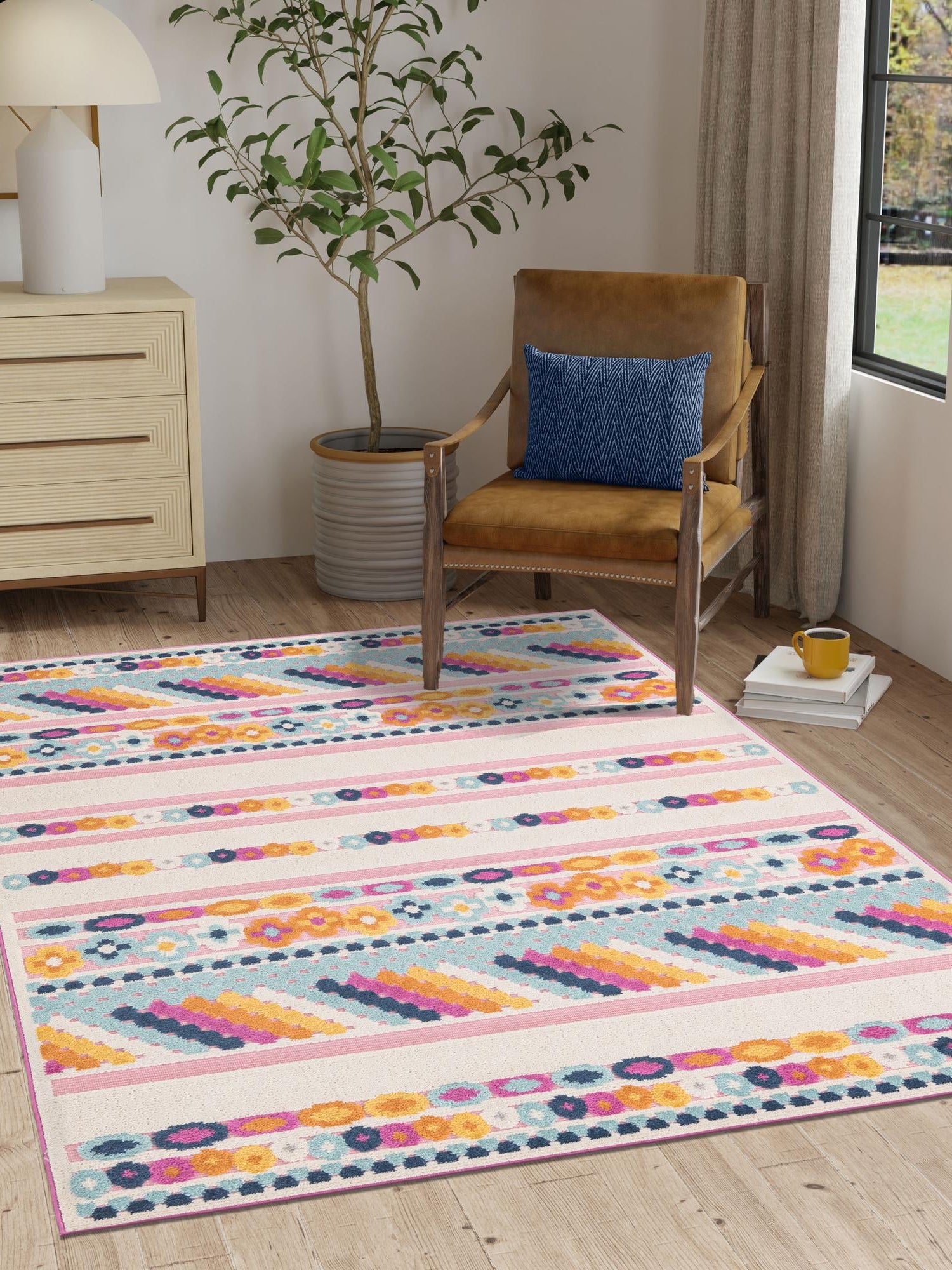 Pink 7' 10 x 10' Aruba Outdoor Rectangle Area Rug Weather Resistant for Patio, Deck, Terrace, Balcony, Porch for Sale at Rug Engine