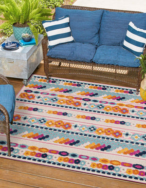 Pink 5' 3 x 5' 3 Aruba Outdoor Square Area Rug Weather Resistant for Patio, Deck, Terrace, Balcony, Porch for Sale at Rug Engine