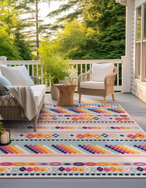 Pink 5' 3 x 5' 3 Aruba Outdoor Square Area Rug Weather Resistant for Patio, Deck, Terrace, Balcony, Porch for Sale at Rug Engine