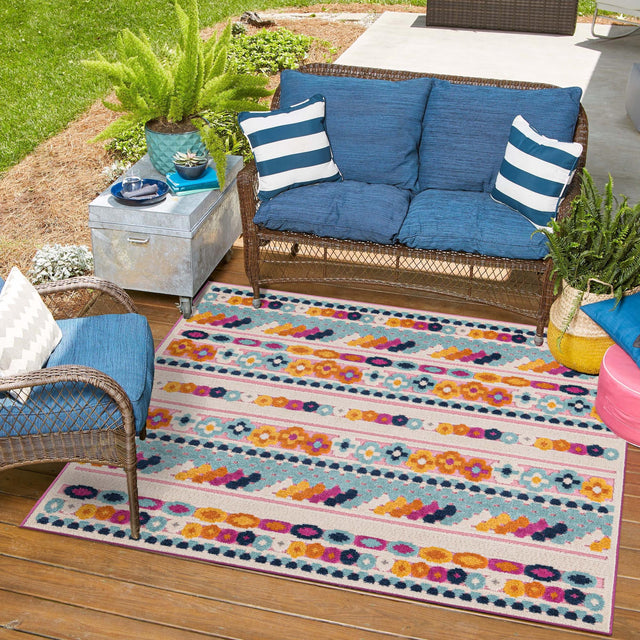 Pink 5' 3 x 5' 3 Aruba Outdoor Square Area Rug Weather Resistant for Patio, Deck, Terrace, Balcony, Porch for Sale at Rug Engine