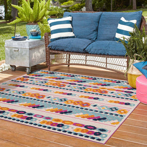Pink 5' 3 x 5' 3 Aruba Outdoor Square Area Rug Weather Resistant for Patio, Deck, Terrace, Balcony, Porch for Sale at Rug Engine