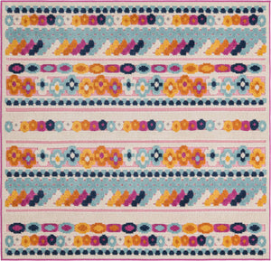 Pink 5' 3 x 5' 3 Aruba Outdoor Square Area Rug Weather Resistant for Patio, Deck, Terrace, Balcony, Porch for Sale at Rug Engine
