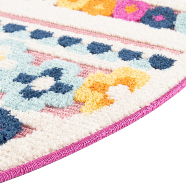 Pink 5' 3 x 5' 3 Aruba Outdoor Round Area Rug Weather Resistant for Patio, Deck, Terrace, Balcony, Porch for Sale at Rug Engine