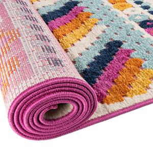 Pink 3' 3 x 3' 3 Aruba Outdoor Round Area Rug Weather Resistant for Patio, Deck, Terrace, Balcony, Porch for Sale at Rug Engine