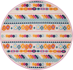 Pink 5' 3 x 5' 3 Aruba Outdoor Round Area Rug Weather Resistant for Patio, Deck, Terrace, Balcony, Porch for Sale at Rug Engine