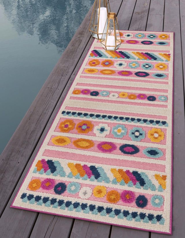Pink 2' x 6' Aruba Outdoor Runner Area Rug Weather Resistant for Patio, Deck, Terrace, Balcony, Porch for Sale at Rug Engine