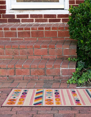 Pink 2' x 10' Aruba Outdoor Runner Area Rug Weather Resistant for Patio, Deck, Terrace, Balcony, Porch for Sale at Rug Engine