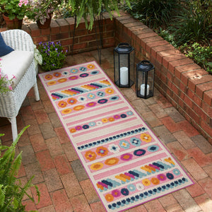 Pink 2' x 10' Aruba Outdoor Runner Area Rug Weather Resistant for Patio, Deck, Terrace, Balcony, Porch for Sale at Rug Engine