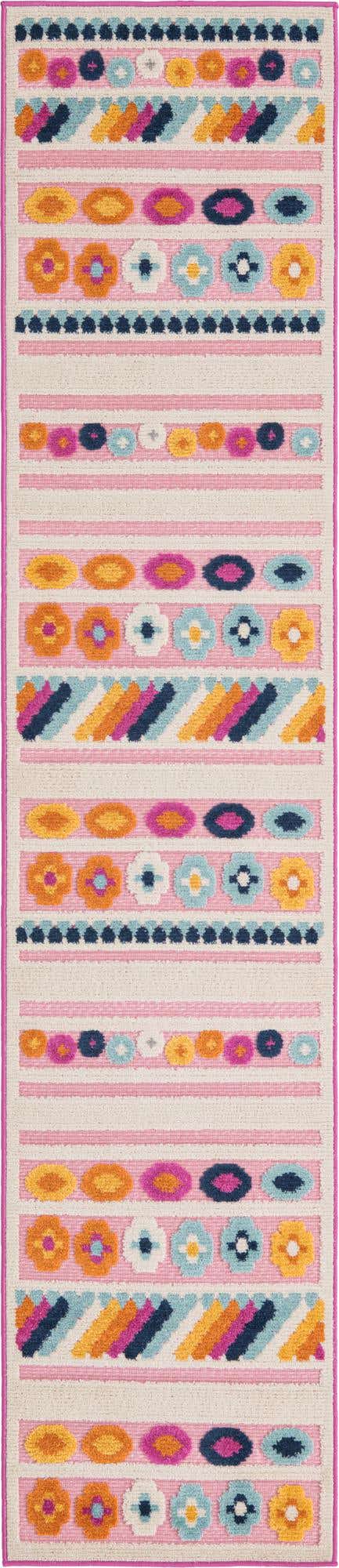 Pink 2' x 10' Aruba Outdoor Runner Area Rug Weather Resistant for Patio, Deck, Terrace, Balcony, Porch for Sale at Rug Engine
