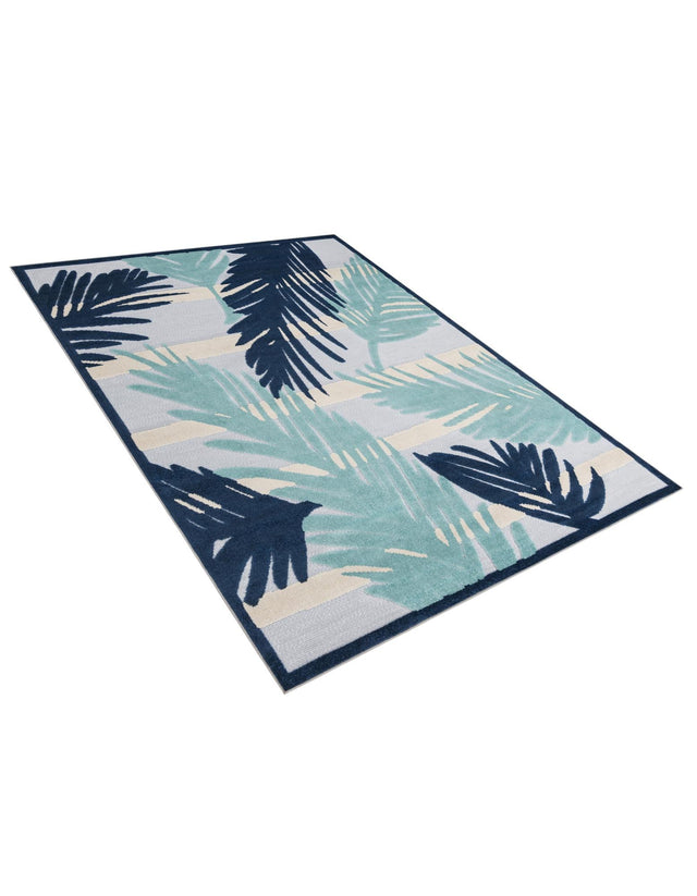 Gray Blue 7' x 10' Aruba Outdoor Rectangle Area Rug Weather Resistant for Patio, Deck, Terrace, Balcony, Porch for Sale at Rug Engine
