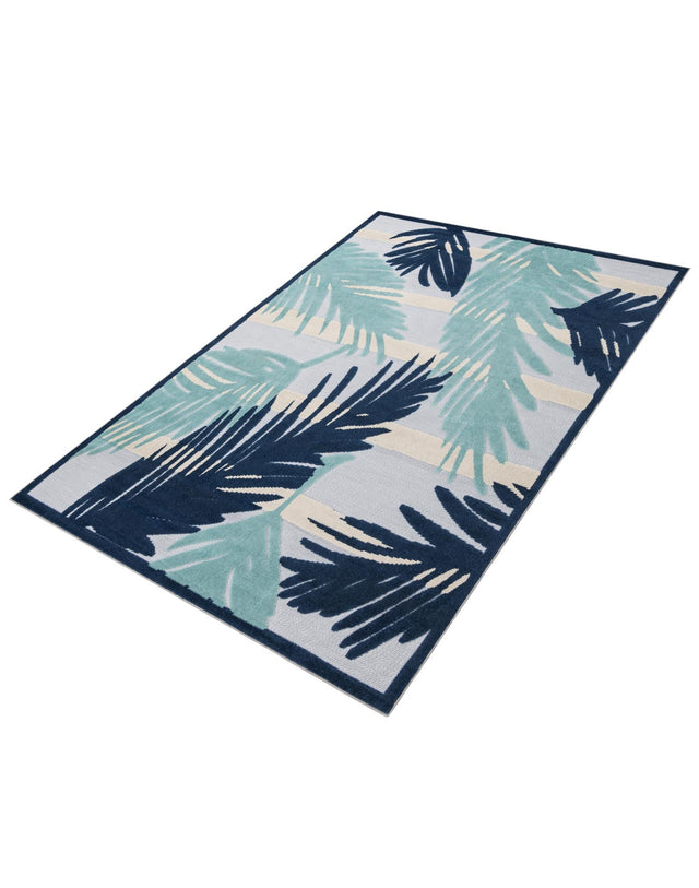 Gray Blue 7' x 10' Aruba Outdoor Rectangle Area Rug Weather Resistant for Patio, Deck, Terrace, Balcony, Porch for Sale at Rug Engine