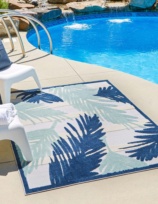 Gray Blue 2' x 3' Aruba Outdoor Rectangle Area Rug Weather Resistant for Patio, Deck, Terrace, Balcony, Porch for Sale at Rug Engine