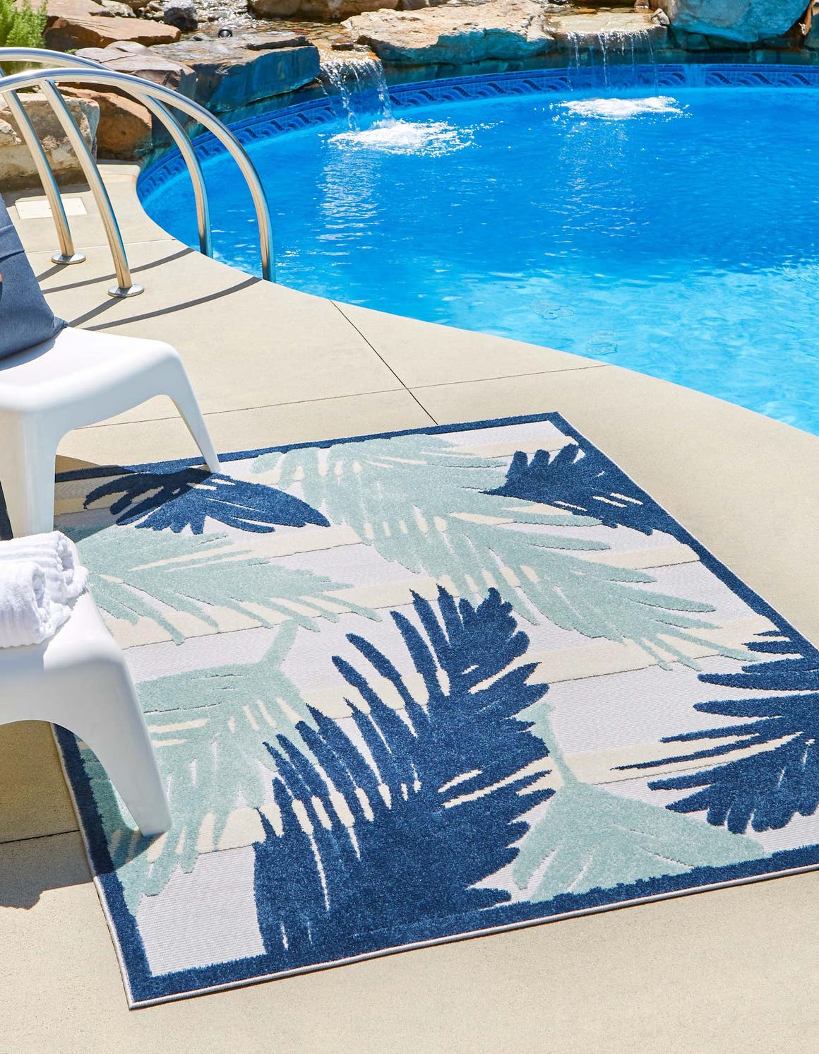Gray Blue 7' 10 x 10' Aruba Outdoor Rectangle Area Rug Weather Resistant for Patio, Deck, Terrace, Balcony, Porch for Sale at Rug Engine